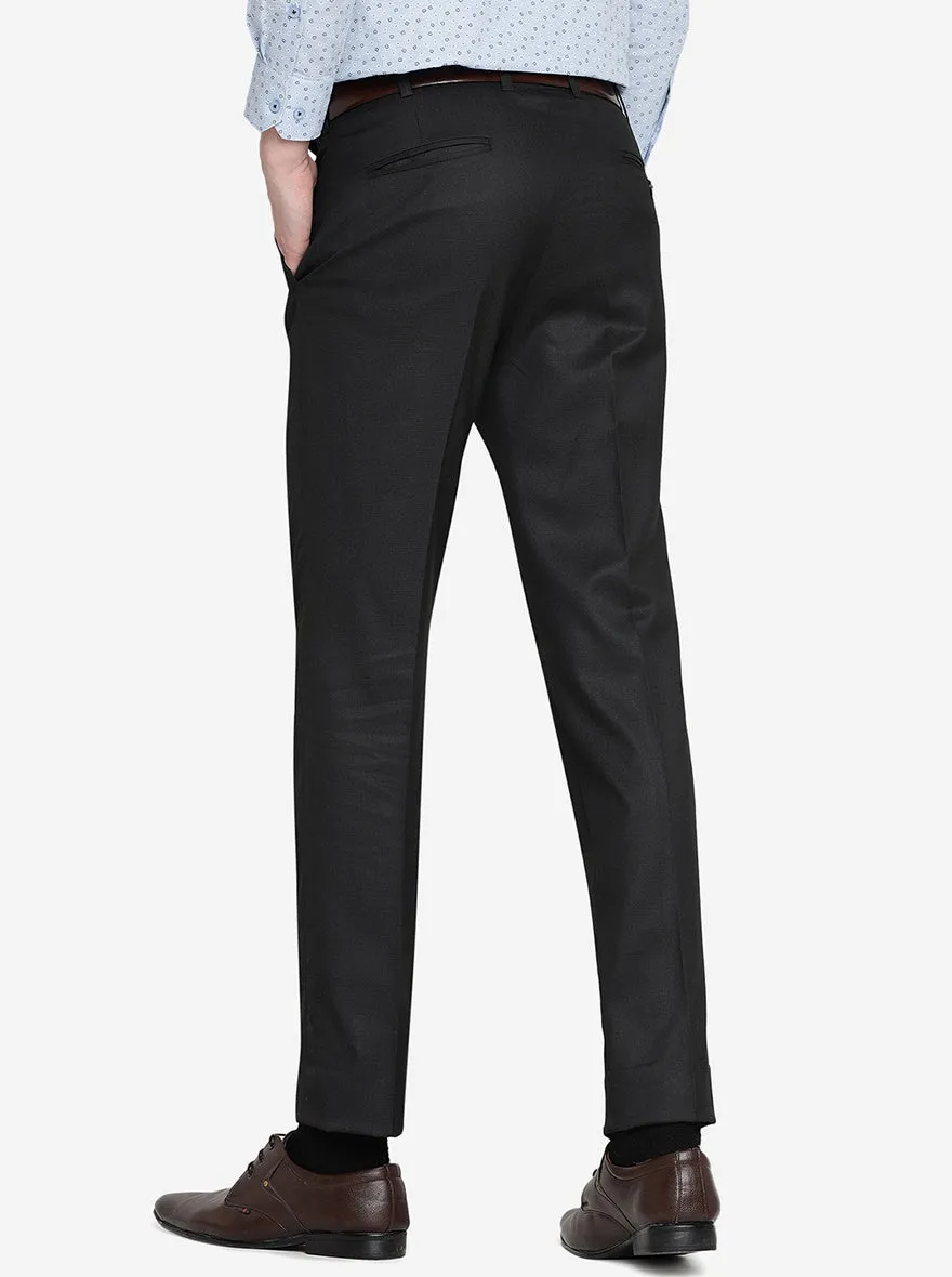 Black Solid Slim Fit Formal Trouser | JB Studio