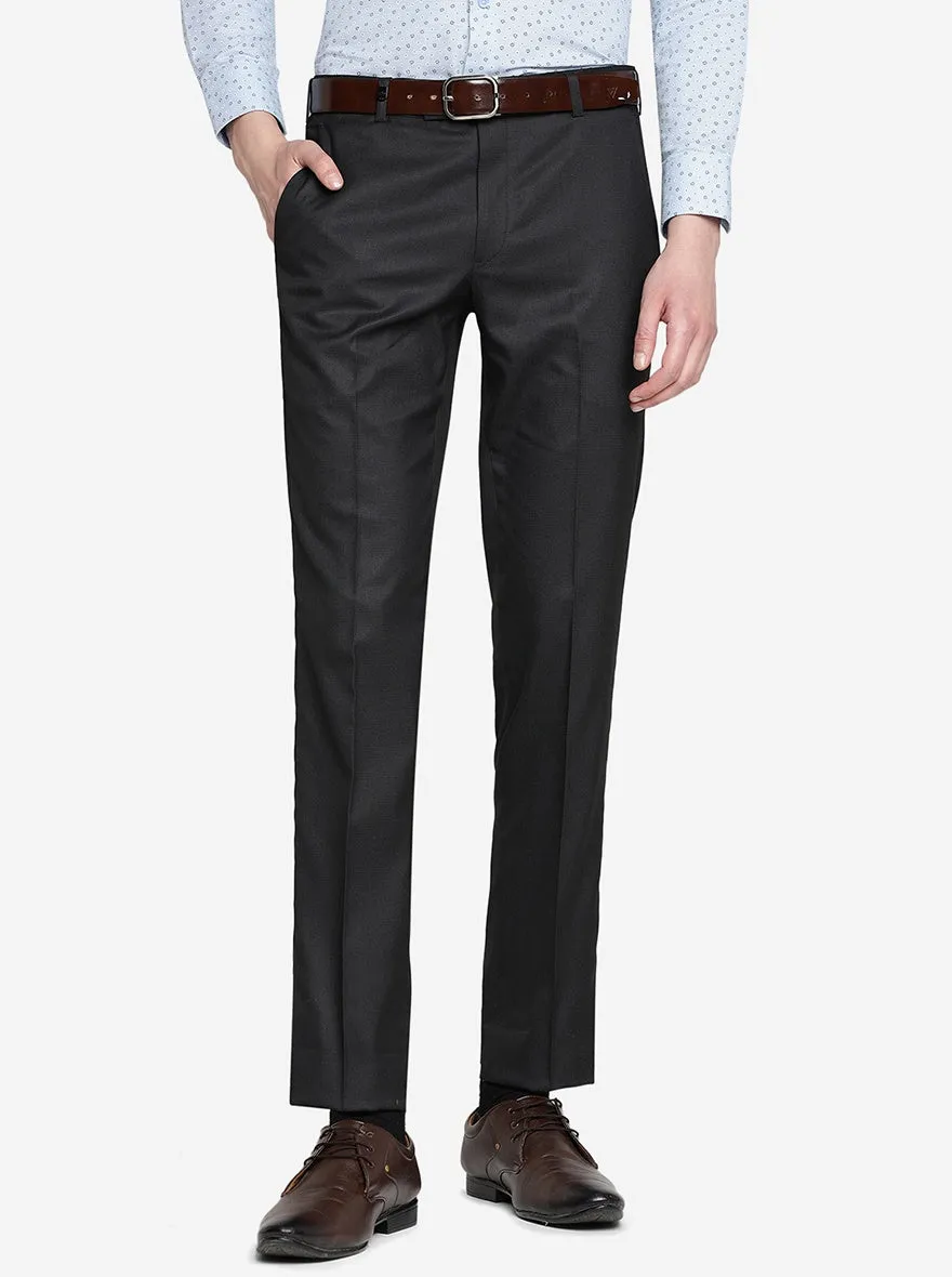 Black Solid Slim Fit Formal Trouser | JB Studio