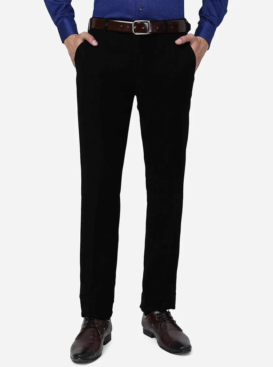 Black Solid Slim Fit Formal Trouser | JB Studio