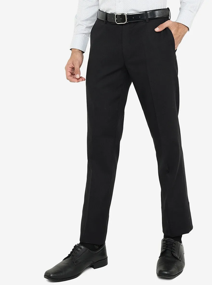 Black Solid Slim Fit Formal Trouser | Metal