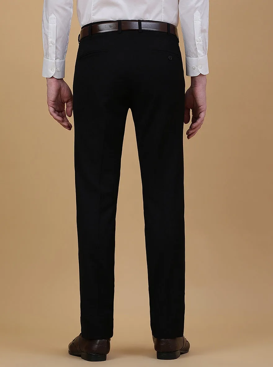 Black Solid Slim Fit Formal Trouser | Metal
