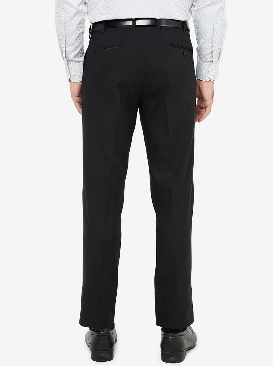 Black Solid Slim Fit Formal Trouser | Metal