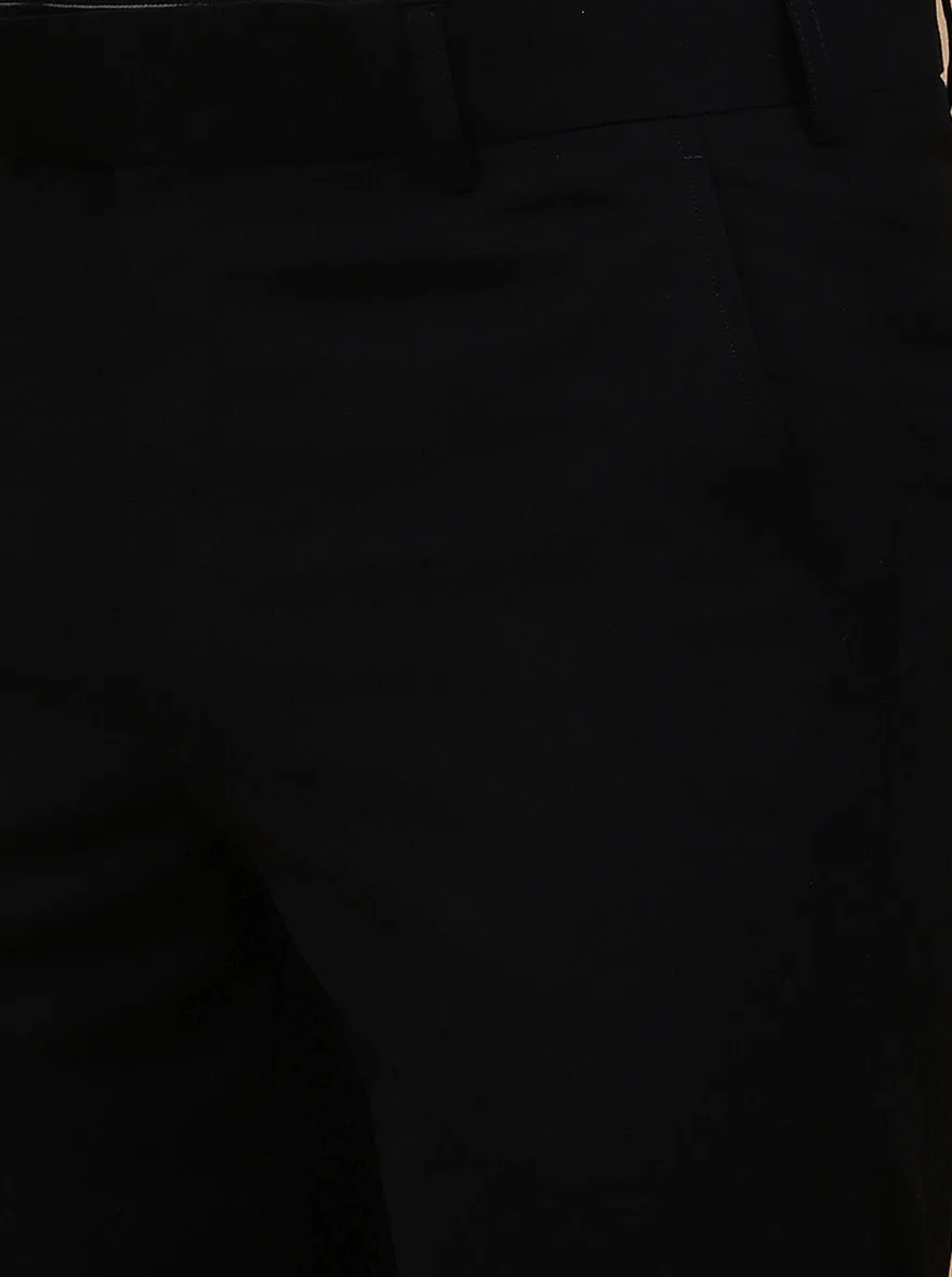 Black Solid Slim Fit Formal Trouser | Metal