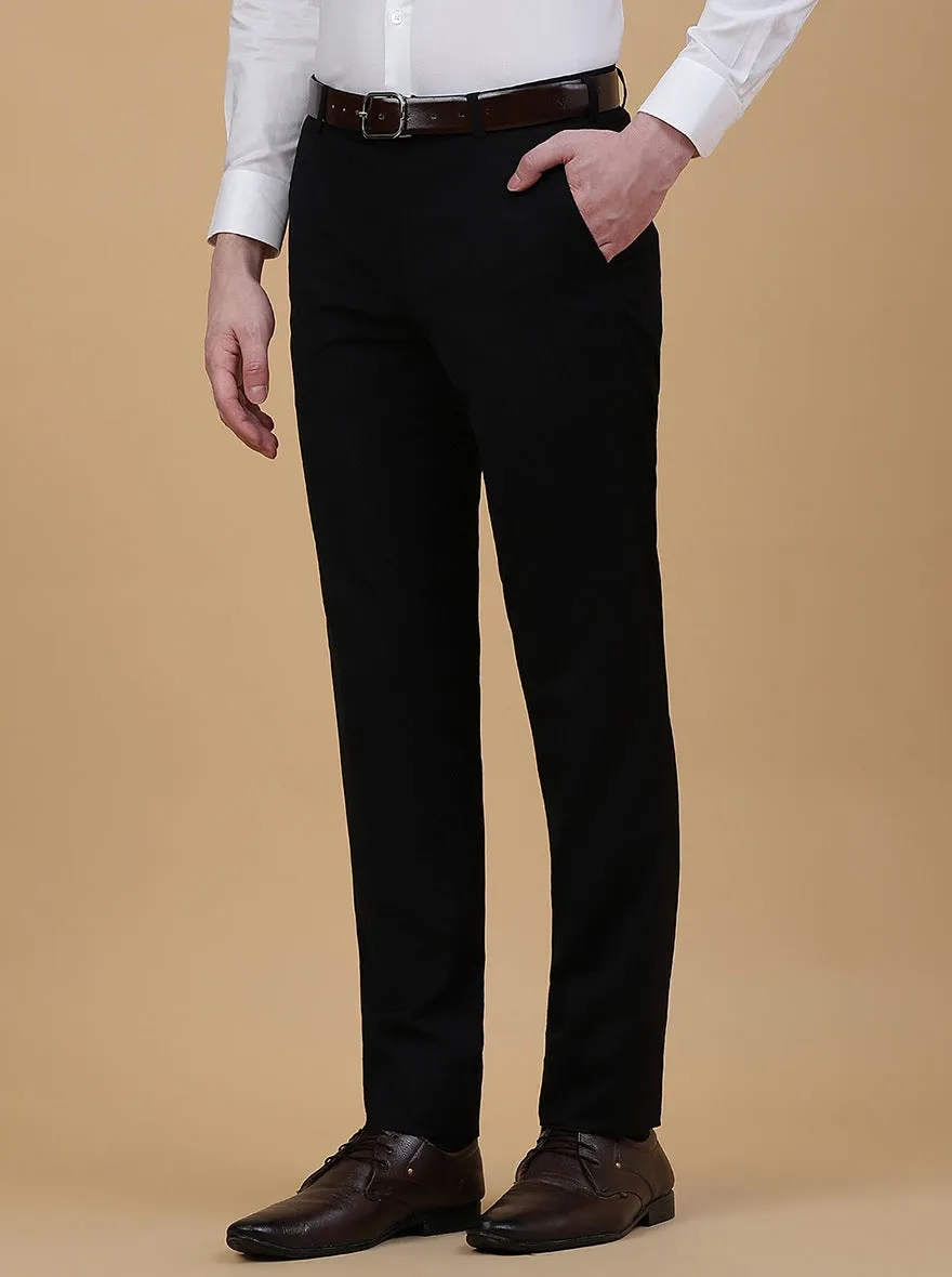 Black Solid Slim Fit Formal Trouser | Metal