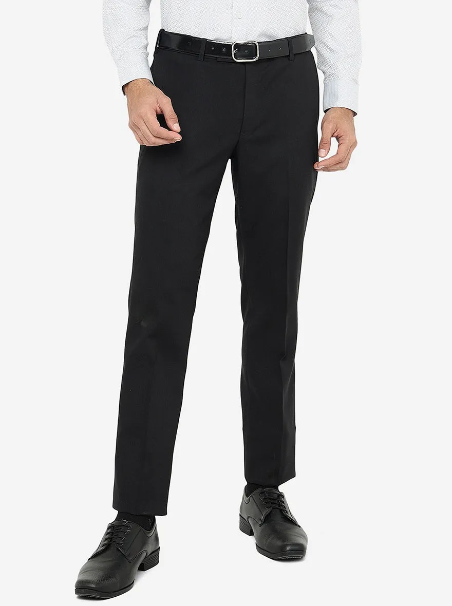 Black Solid Slim Fit Formal Trouser | Metal