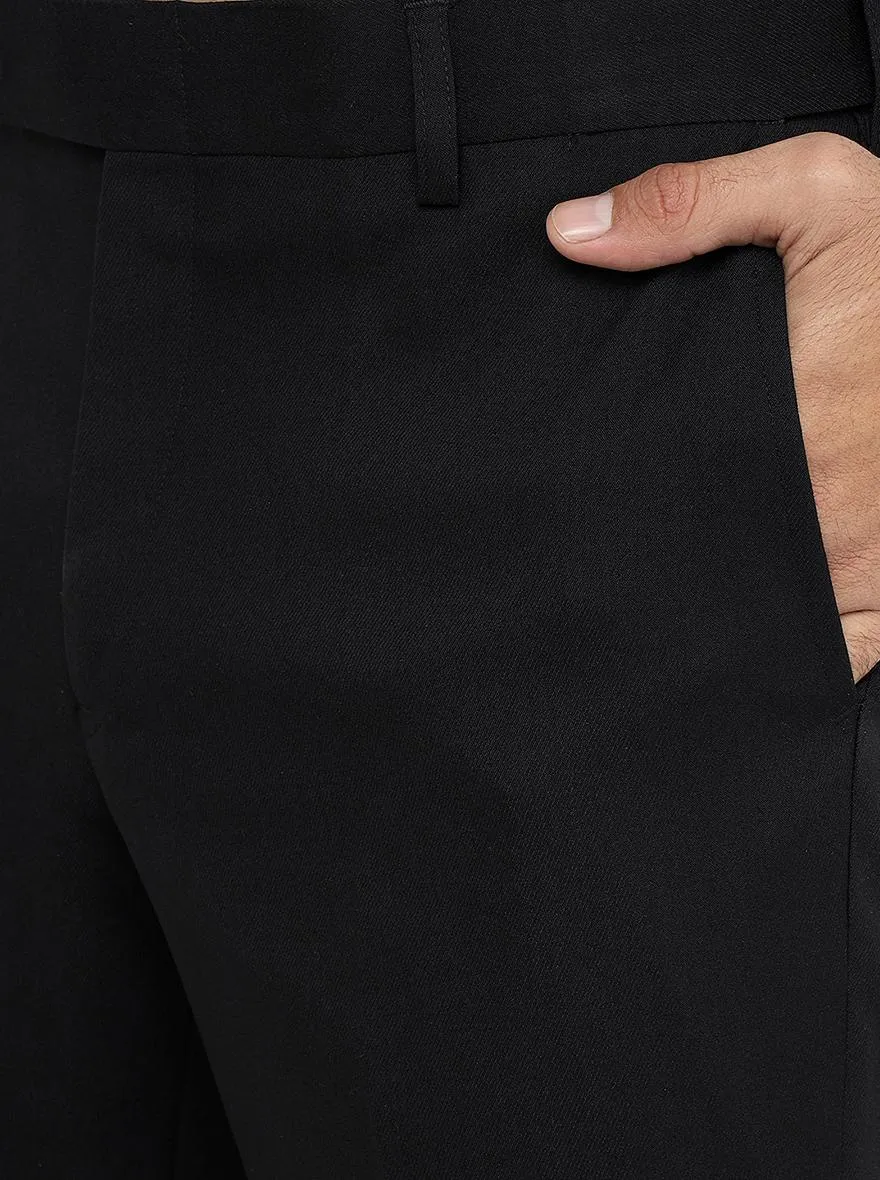 Black Solid Slim Fit Formal Trouser | Metal