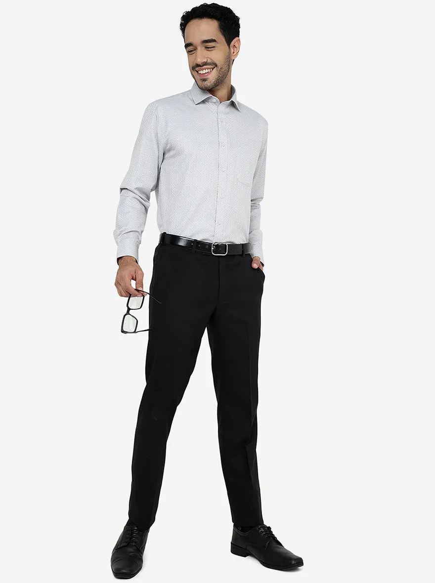 Black Solid Slim Fit Formal Trouser | Metal