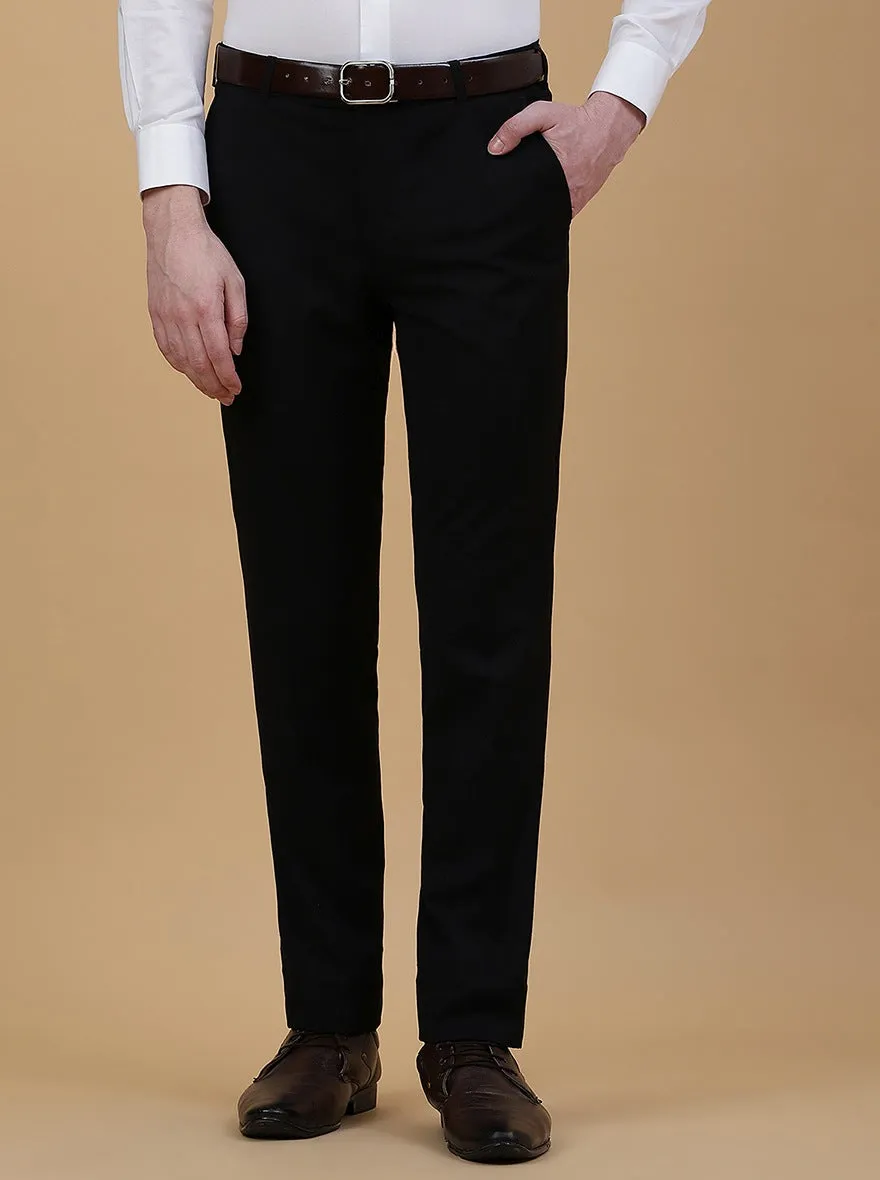 Black Solid Slim Fit Formal Trouser | Metal