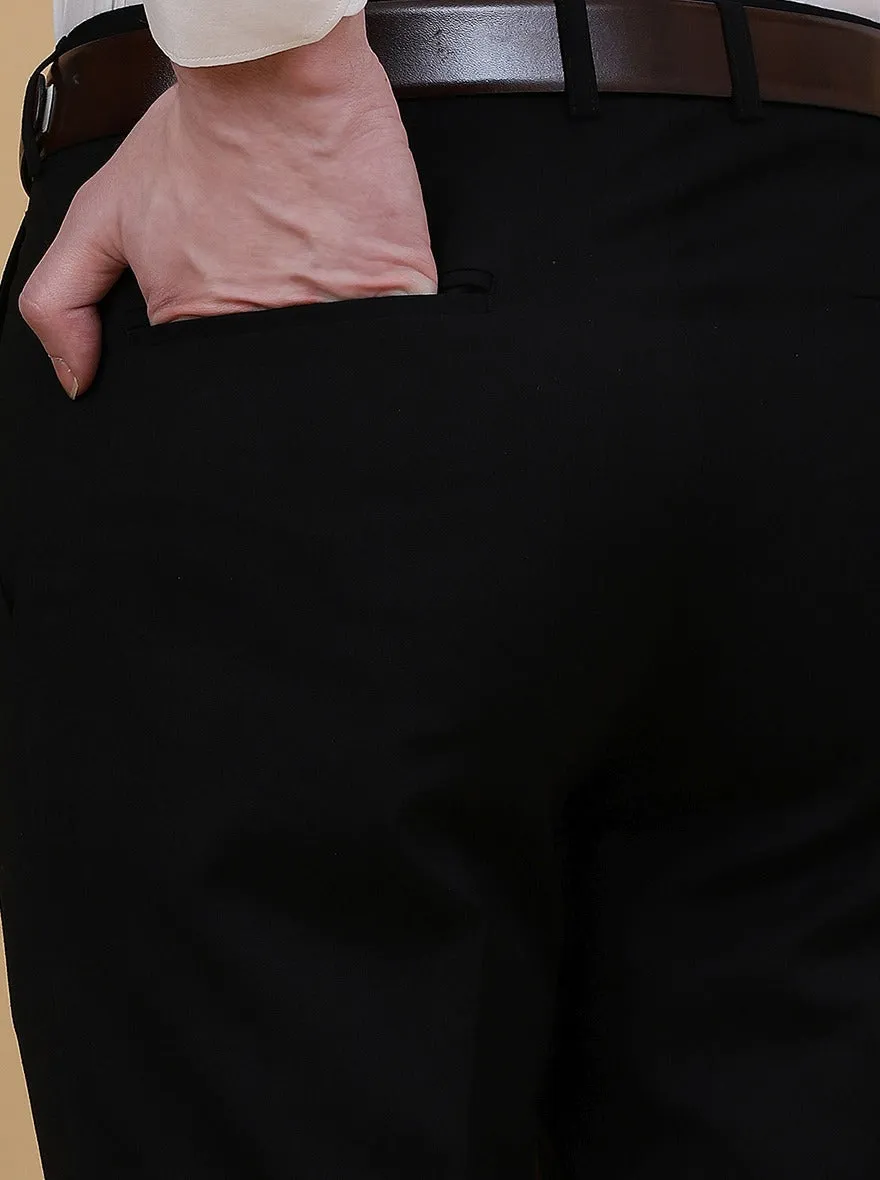 Black Solid Slim Fit Formal Trouser | Metal