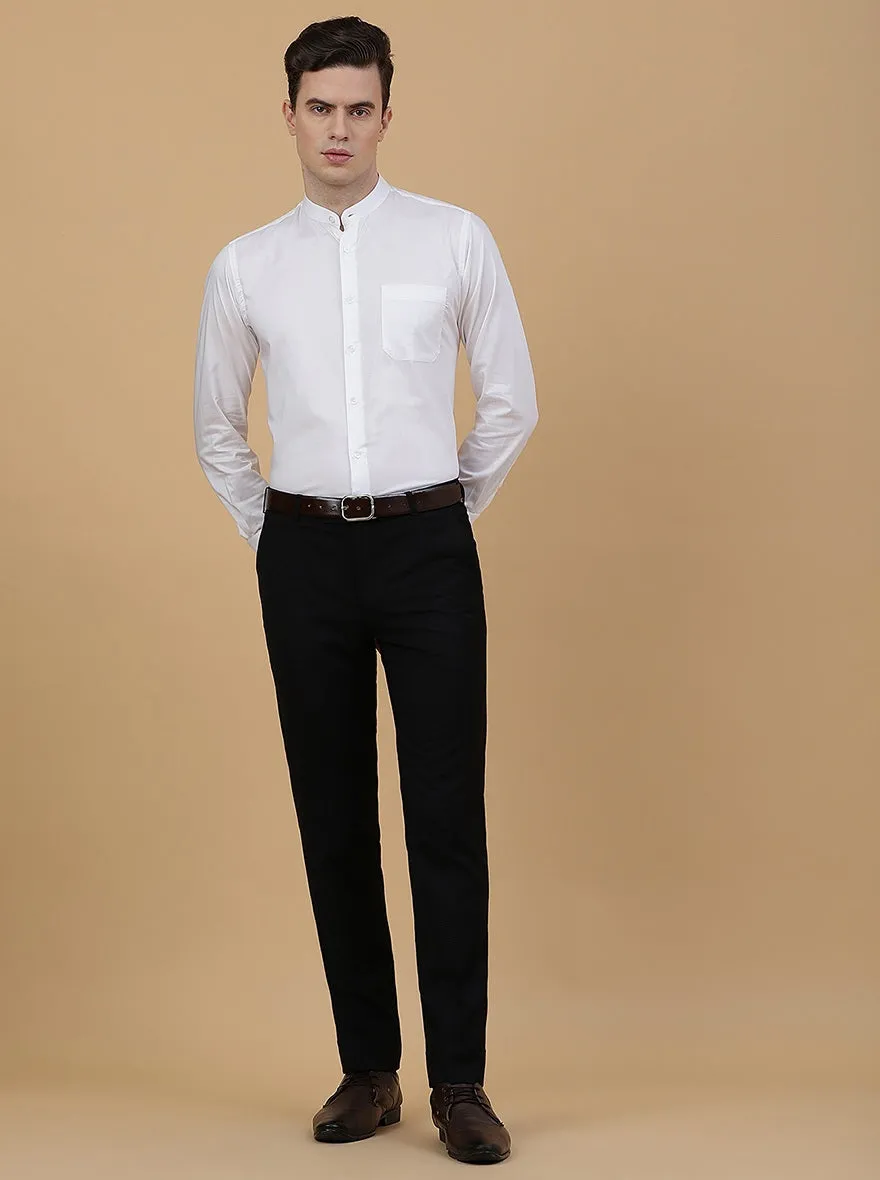 Black Solid Slim Fit Formal Trouser | Metal