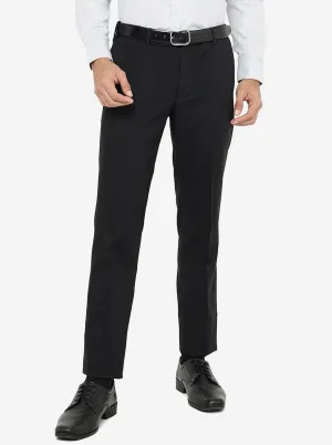 Black Solid Slim Fit Formal Trouser | Metal