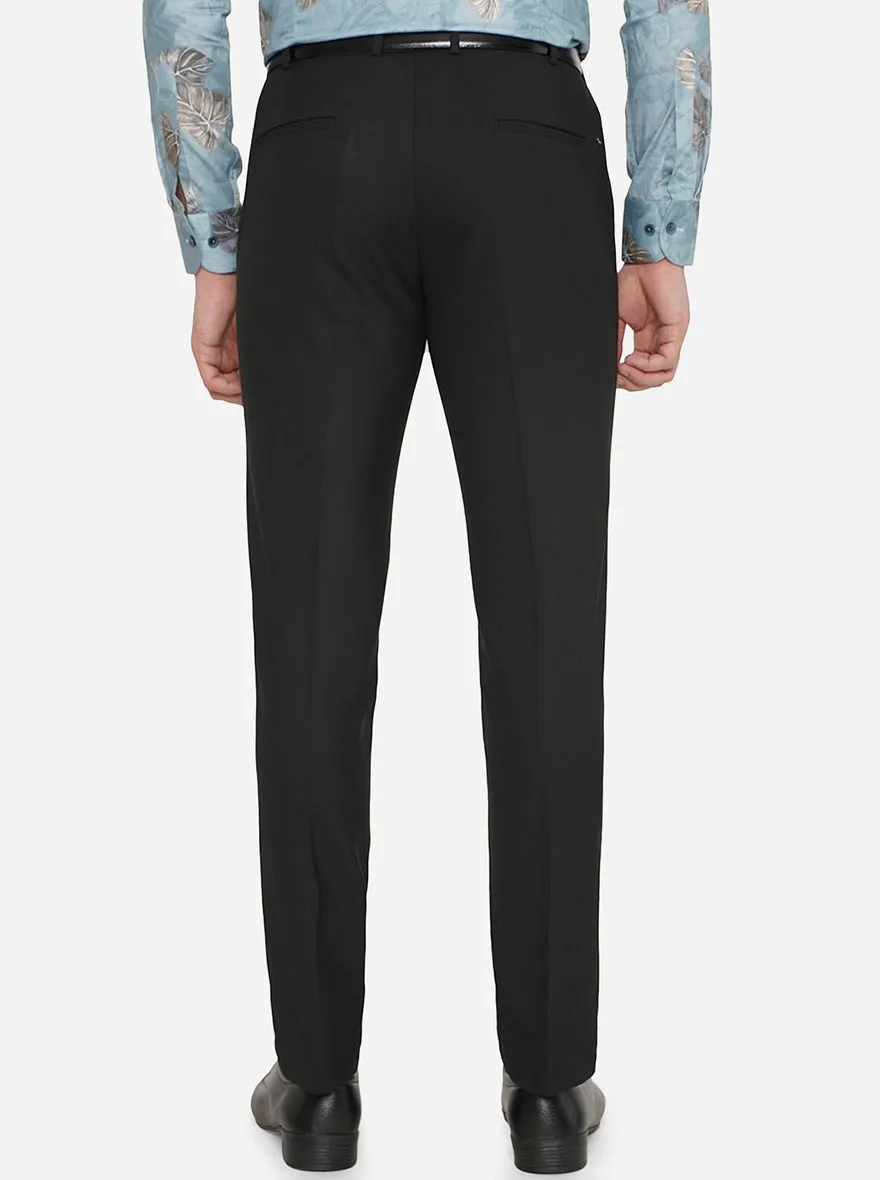 Black Solid Super Slim Fit Formal Trouser | JadeBlue