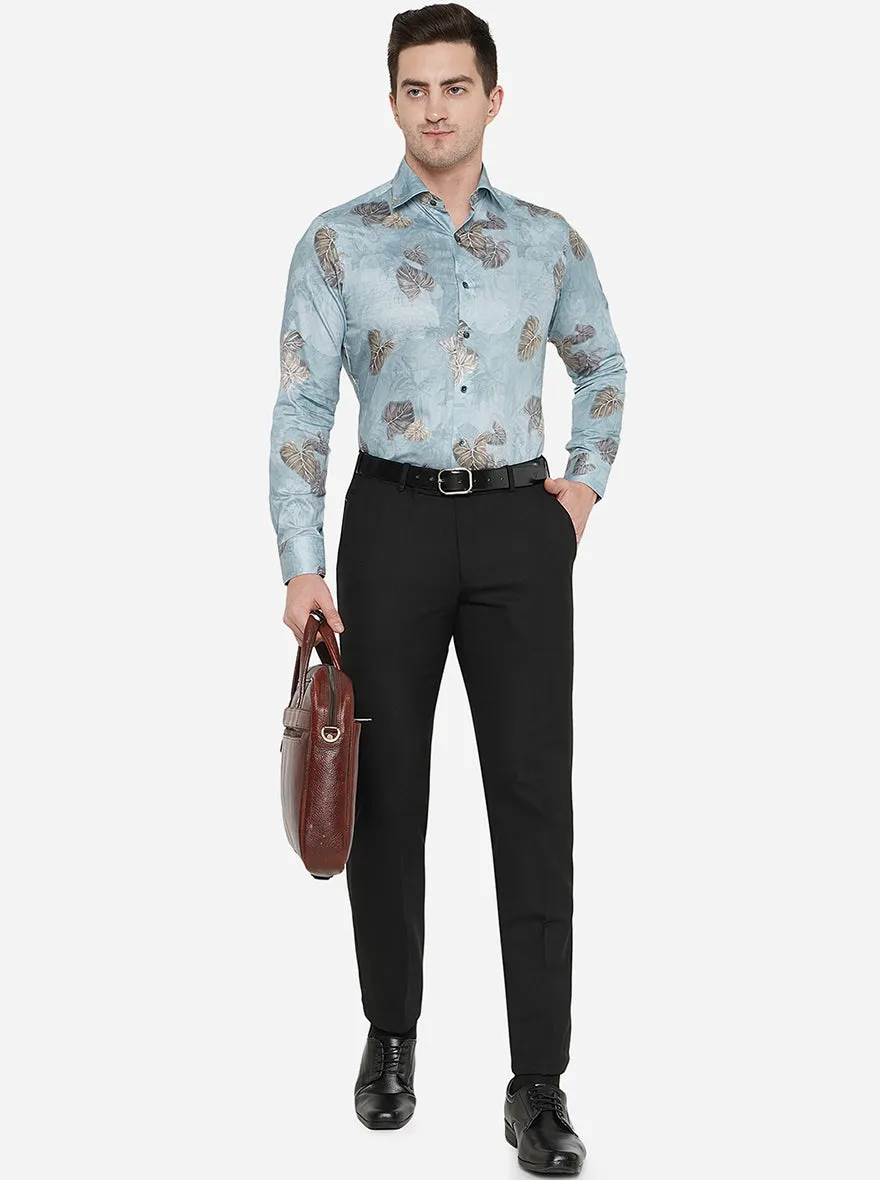 Black Solid Super Slim Fit Formal Trouser | JadeBlue