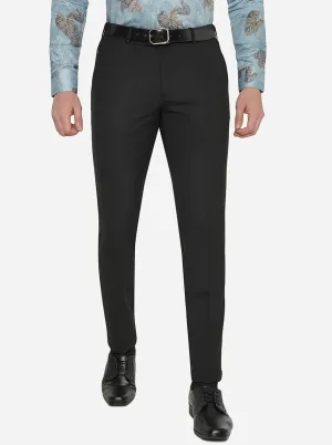 Black Solid Super Slim Fit Formal Trouser | JadeBlue