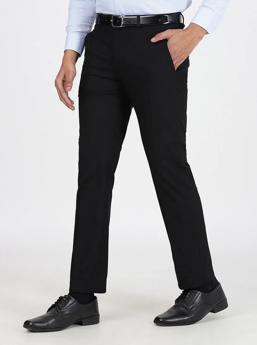 Black Solid Super Slim Fit Formal Trouser | JadeBlue