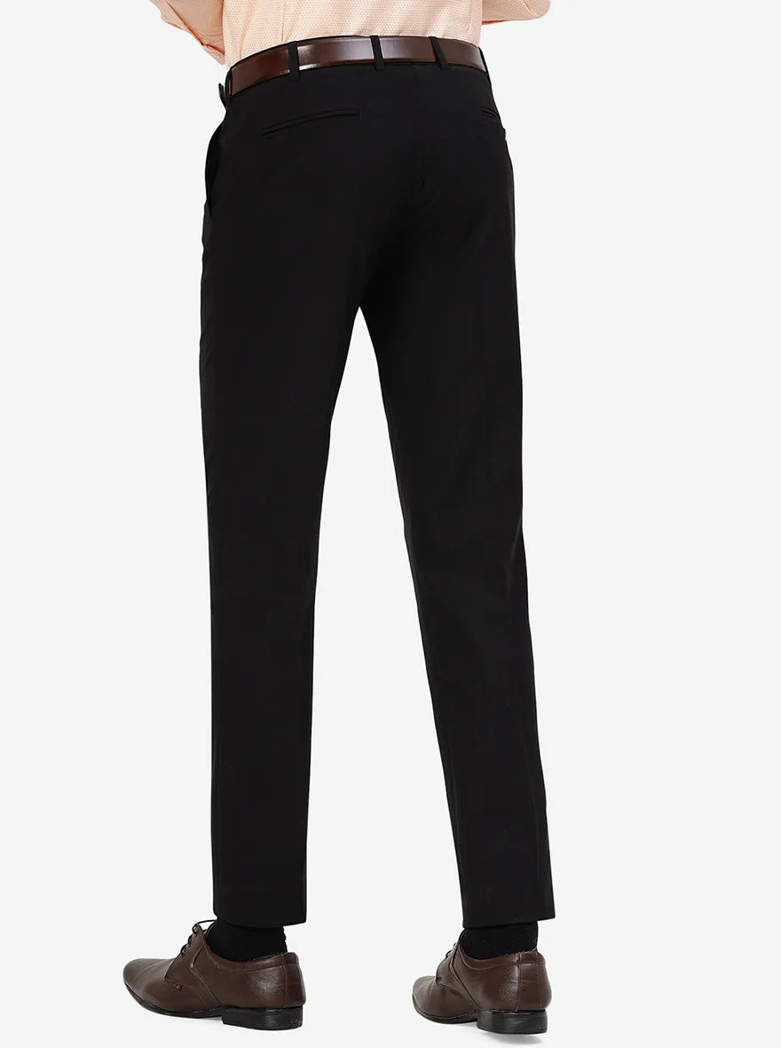 Black Solid Super Slim Fit Formal Trouser | JadeBlue
