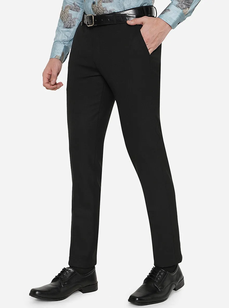 Black Solid Super Slim Fit Formal Trouser | JadeBlue