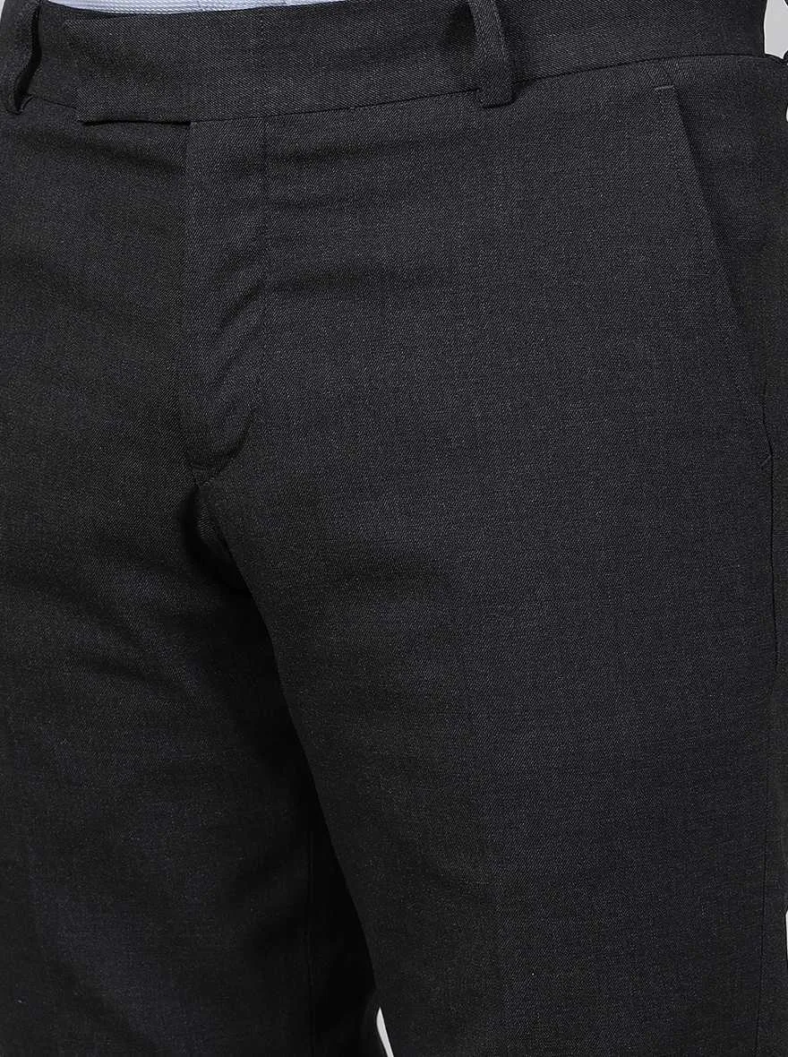 Black Solid Super Slim Fit Formal Trouser | JadeBlue