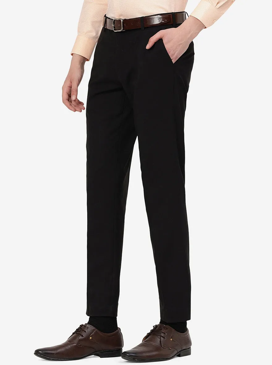 Black Solid Super Slim Fit Formal Trouser | JadeBlue