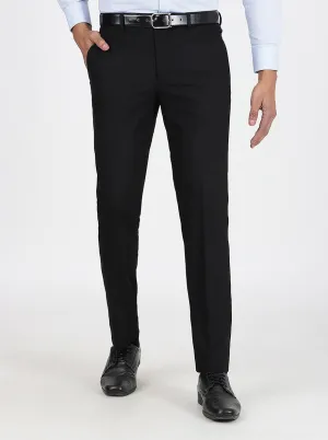 Black Solid Super Slim Fit Formal Trouser | JadeBlue