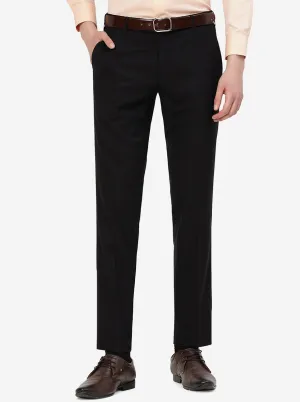 Black Solid Super Slim Fit Formal Trouser | JadeBlue