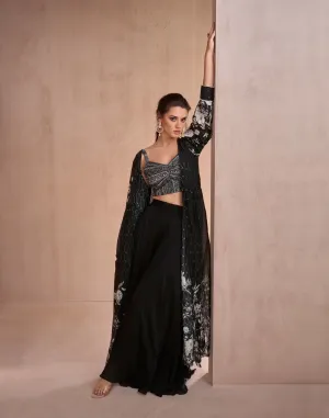 Black Stylish Three-Piece Sharara Collection Attractive Outfitting for All Occasions