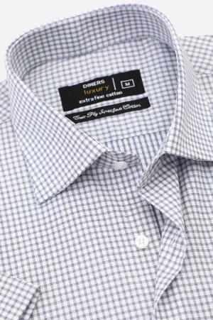 Blue Mini-Check Formal Shirt (Half Sleeves)