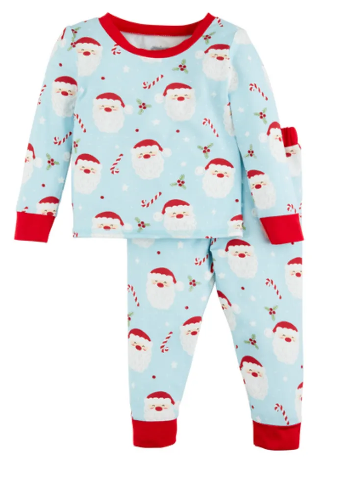 Blue  Santa Glow Toddler Pajama Set