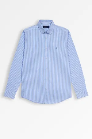 Blue-Striped Formal Shirt for Men | Leaf Clothing