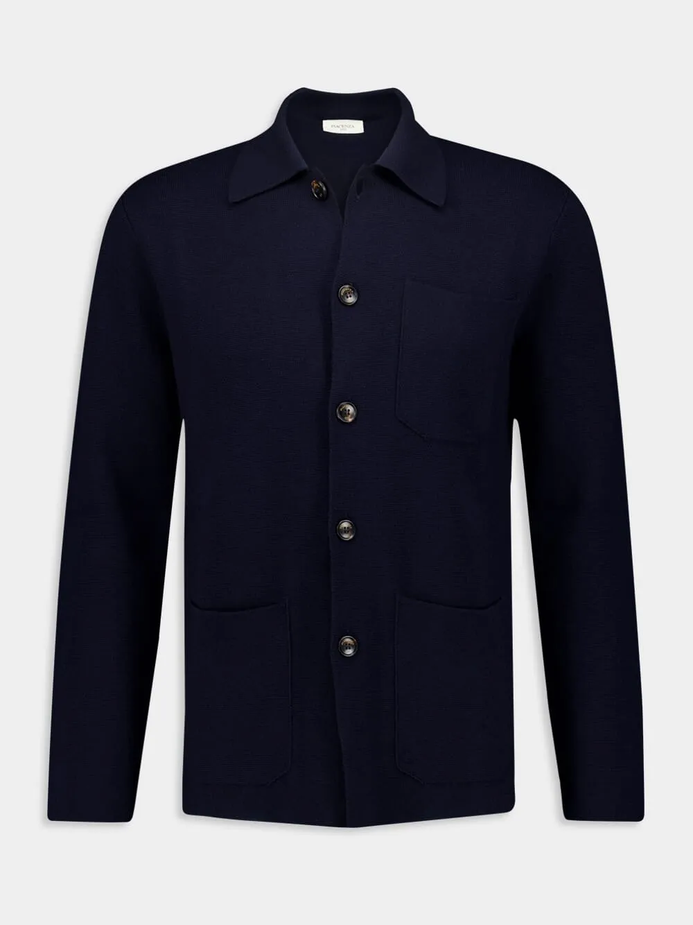 Blue Wool Long-Sleeve Shirt