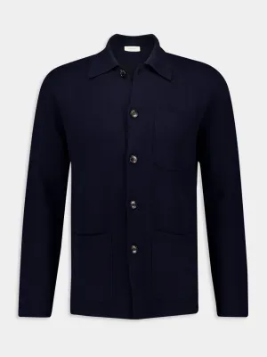 Blue Wool Long-Sleeve Shirt