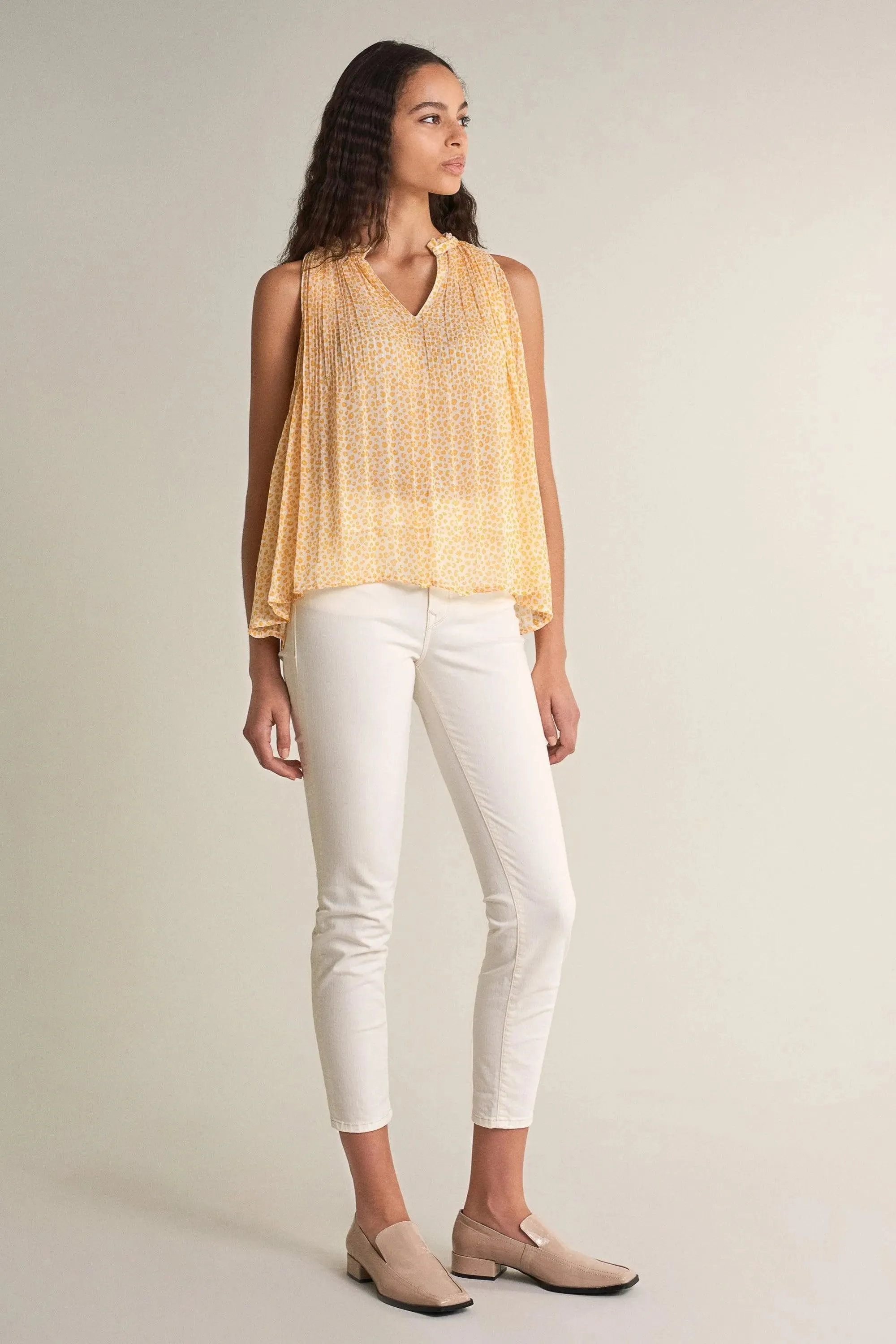 Blusa plisada estampada