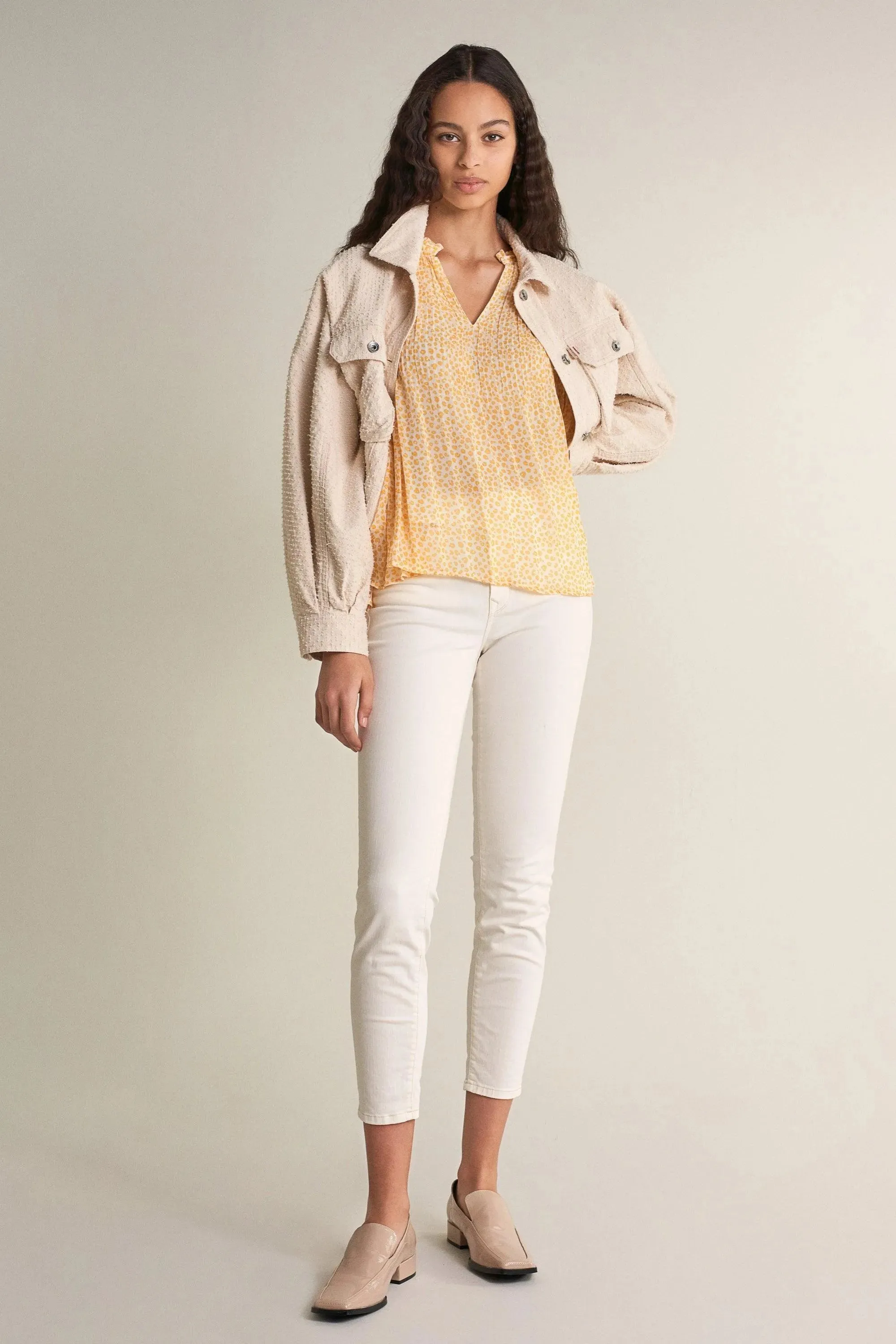 Blusa plisada estampada