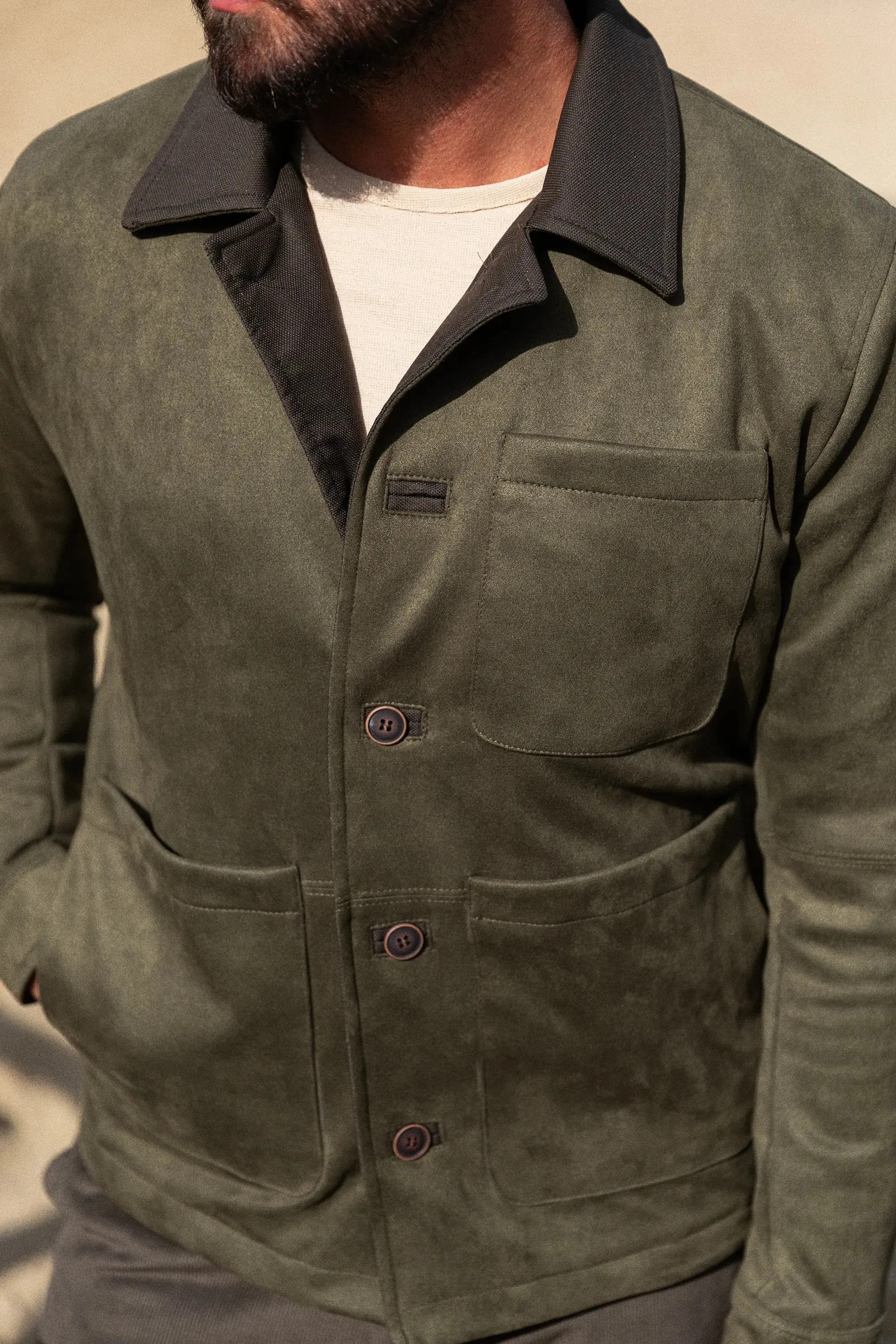 Brabion Eden Khaki Suede Slim Fit Jacket