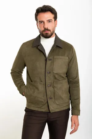 Brabion Eden Khaki Suede Slim Fit Jacket