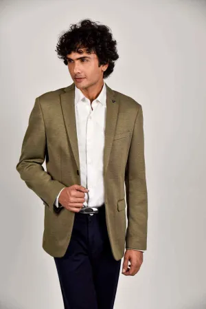 Brown Knitted Woven Blazer