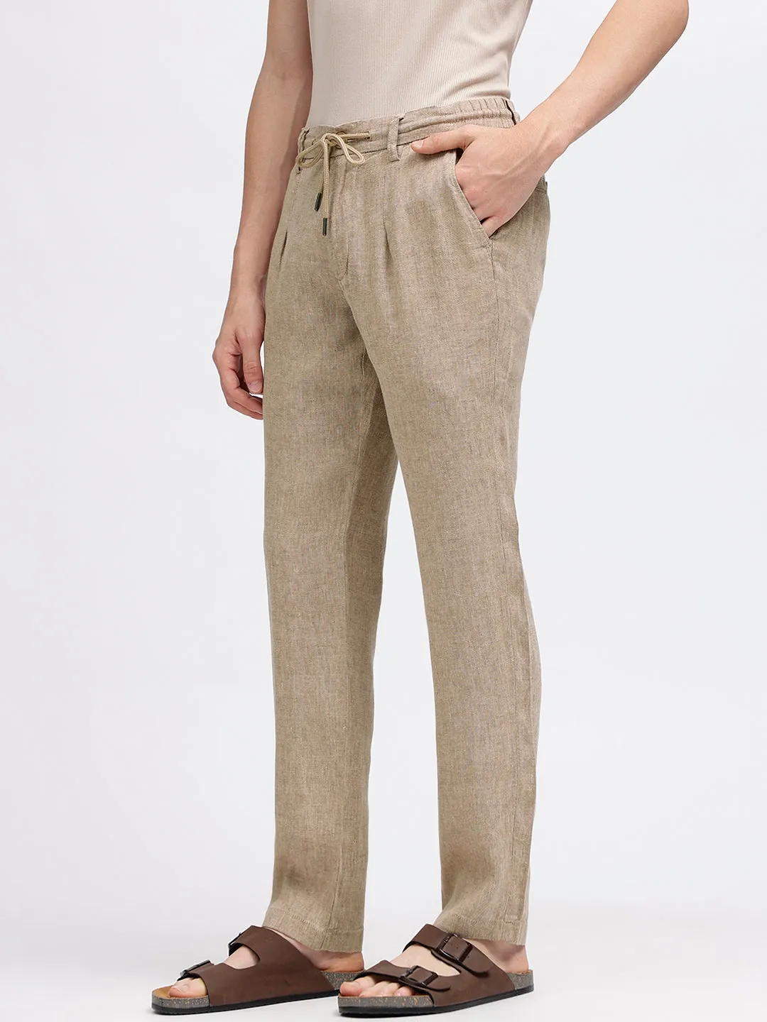 Bruun & Stengade Men Brown Solid Slim Fit Trouser