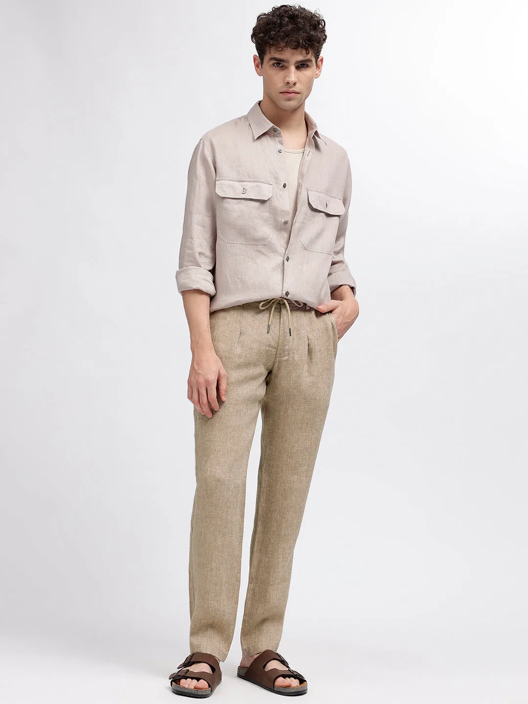 Bruun & Stengade Men Brown Solid Slim Fit Trouser