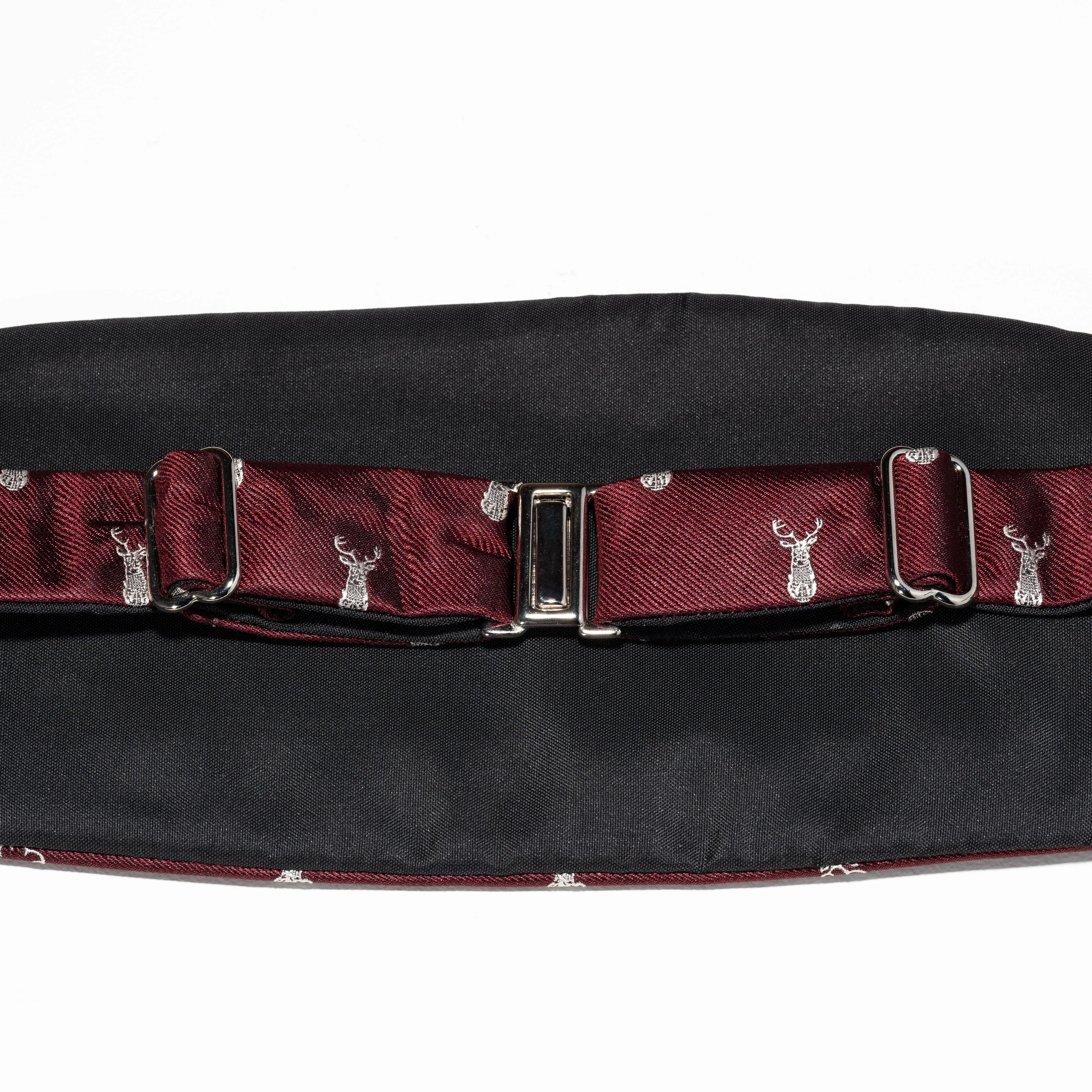 Burgundy with Wildwood Stag Silk Cummerbund