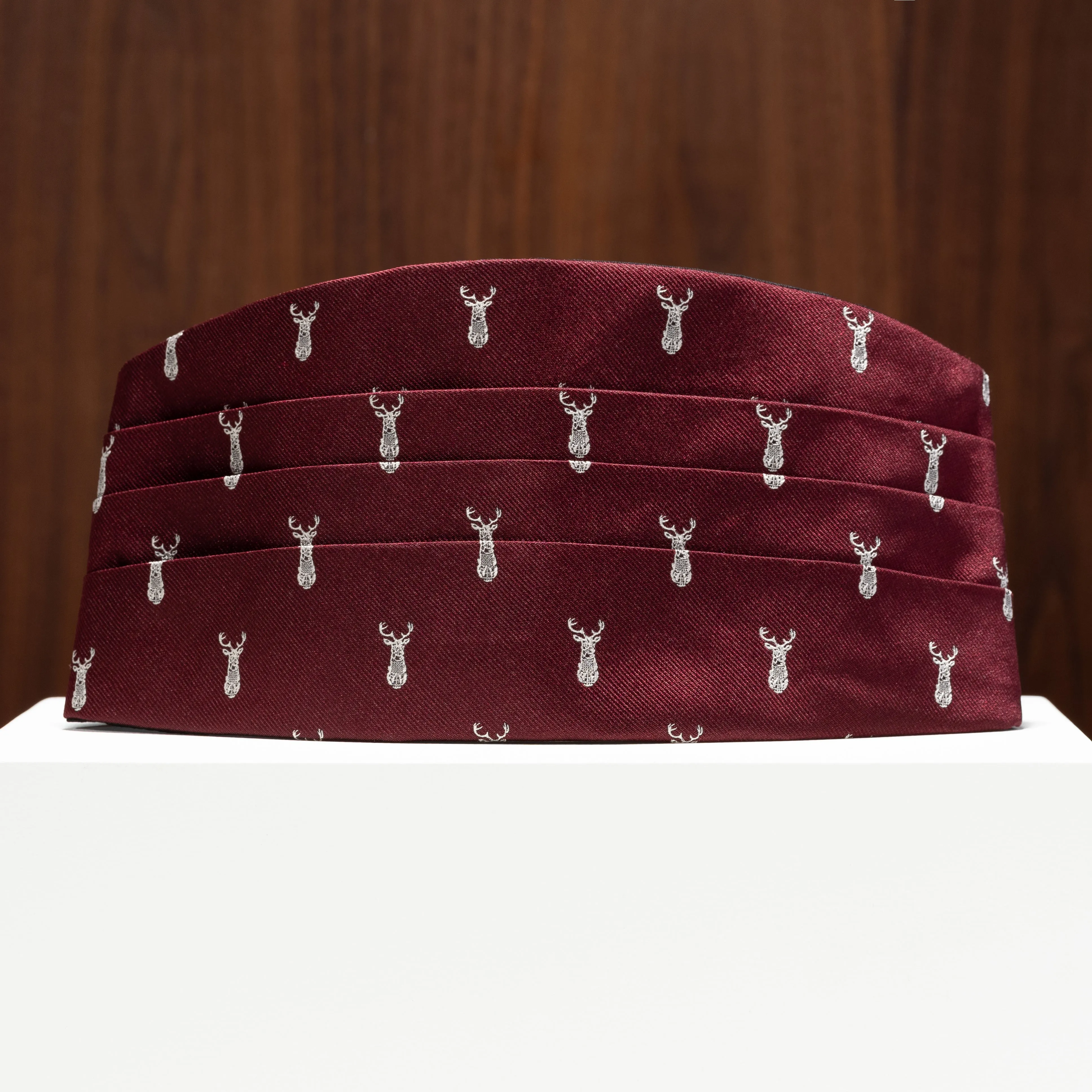 Burgundy with Wildwood Stag Silk Cummerbund