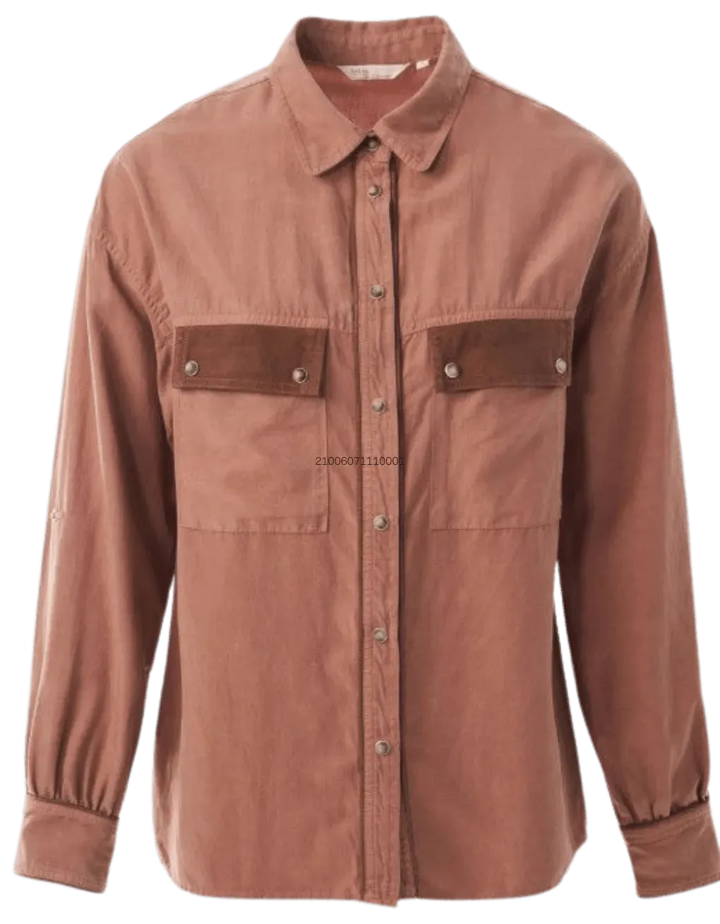 Camisa de Lyocell con mezcla de ante en los bolsillos