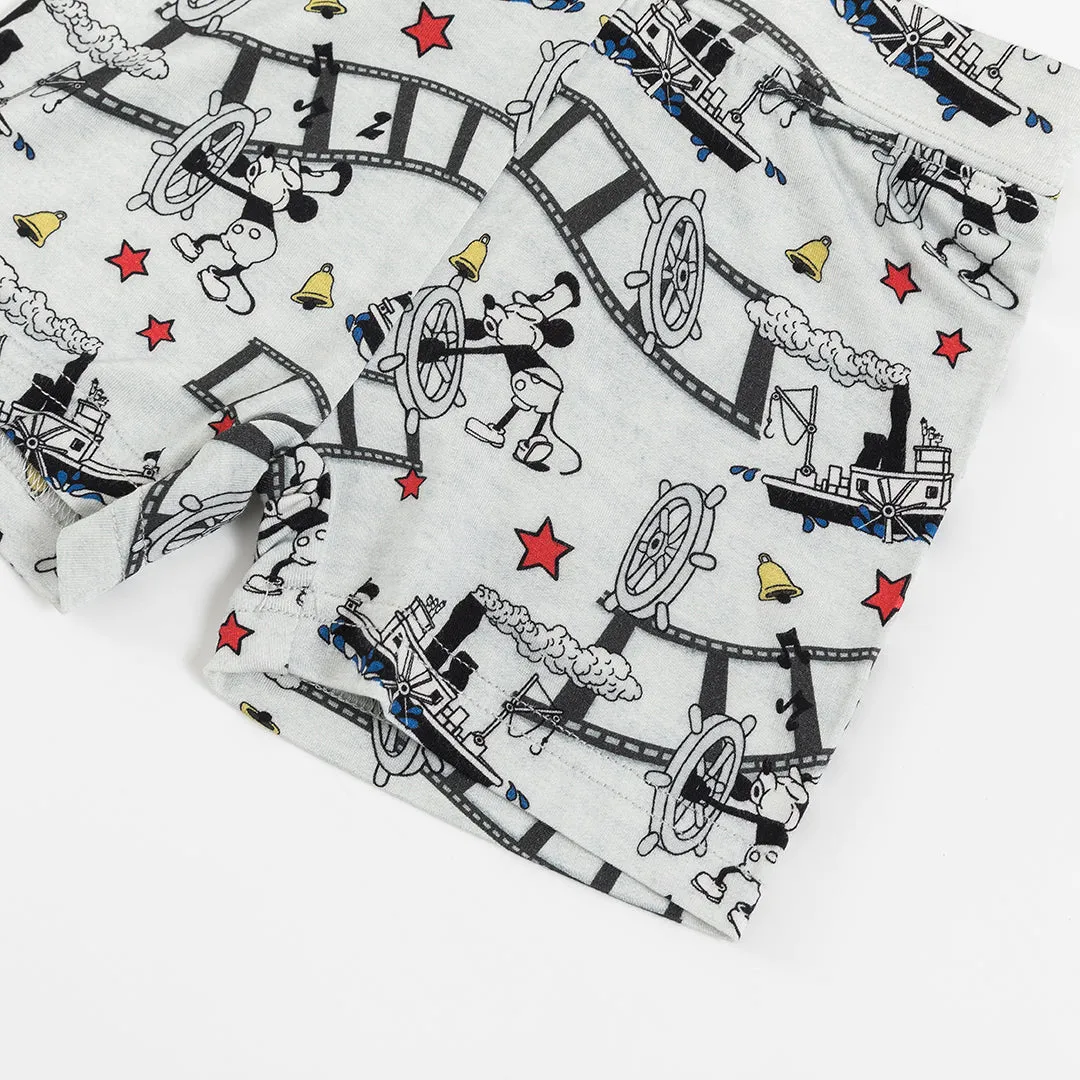 Cartoon Mouse Cruise Ship Print Bamboo Kids Pajama Short Set