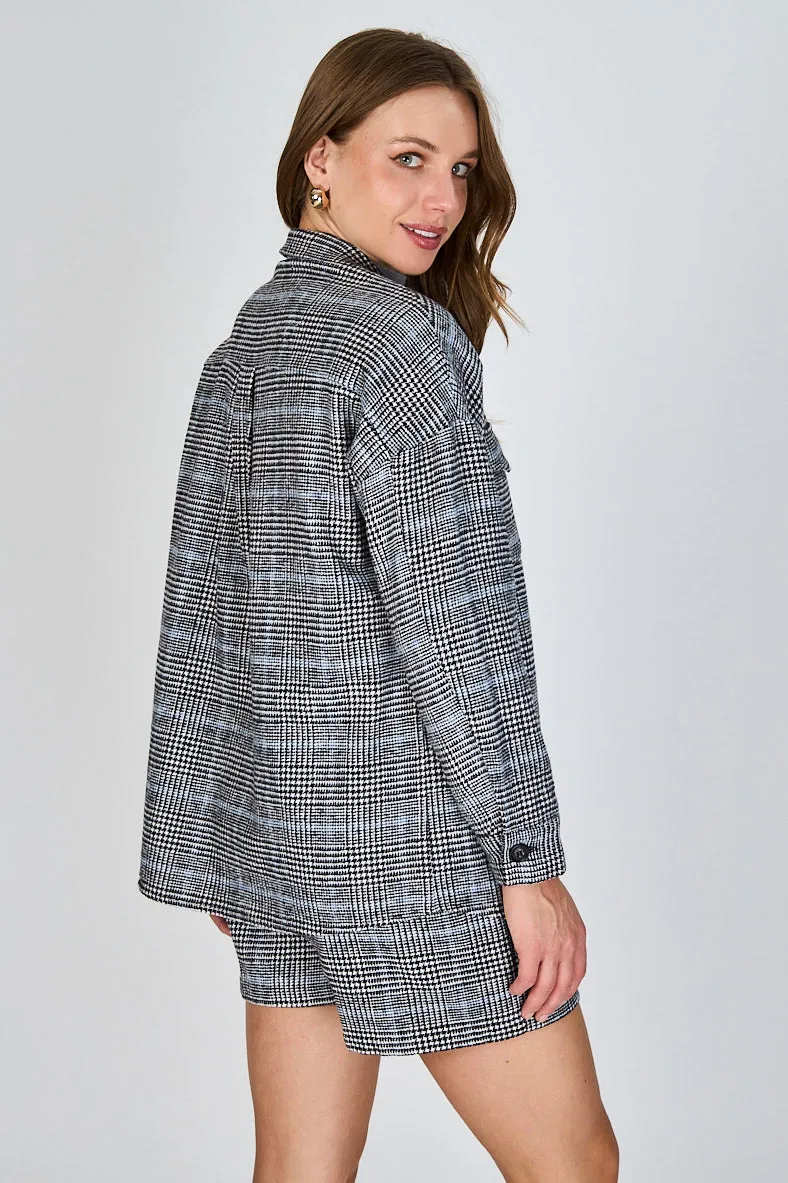 Chaqueta Cuadros Javiera Gris Eclipse