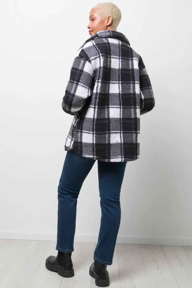 Check Sherpa Shacket Black