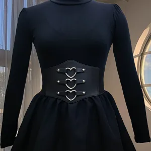 Chic Heart Shaped Buckle Elastic Waist Belt