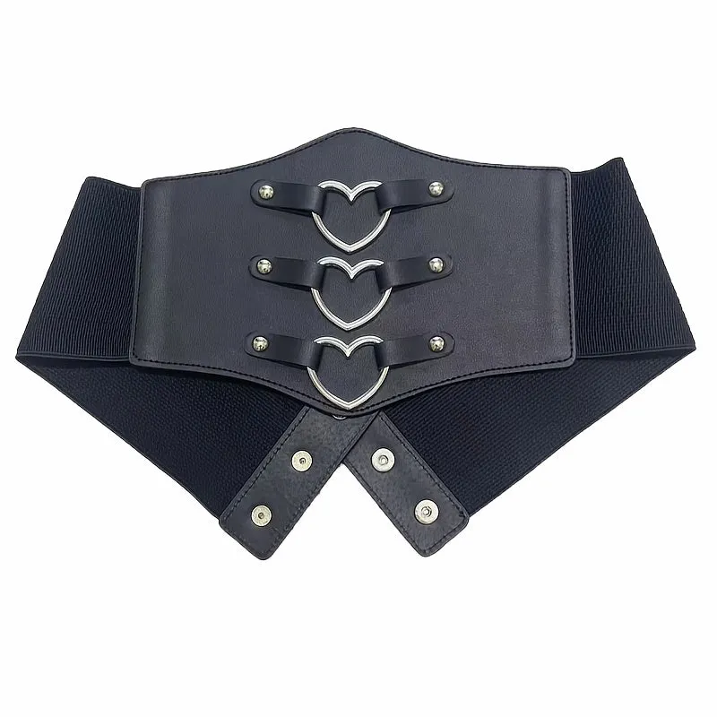 Chic Heart Shaped Buckle Elastic Waist Belt
