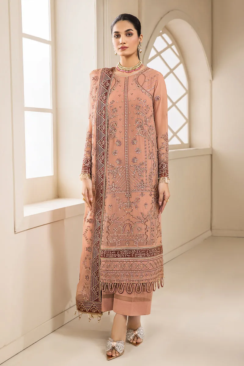 Classic Embroidered Peach Pakistani Salwar Kameez Dupatta Salwar Suit
