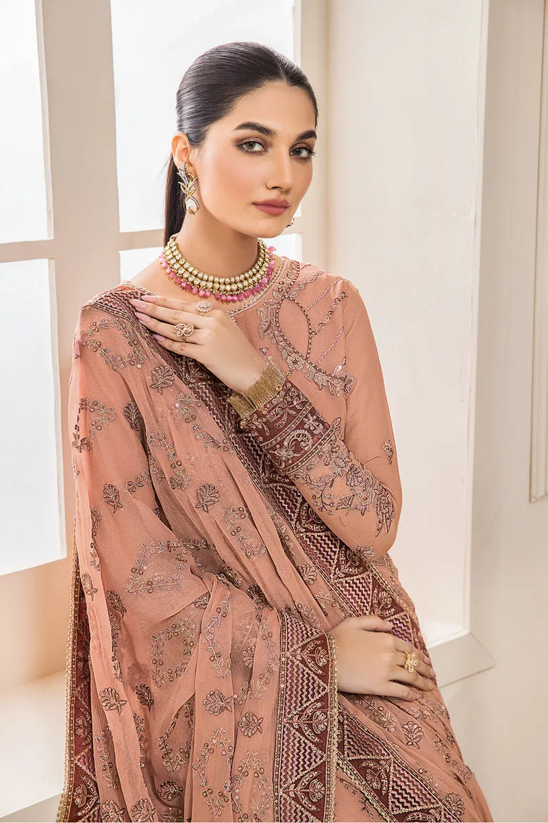 Classic Embroidered Peach Pakistani Salwar Kameez Dupatta Salwar Suit