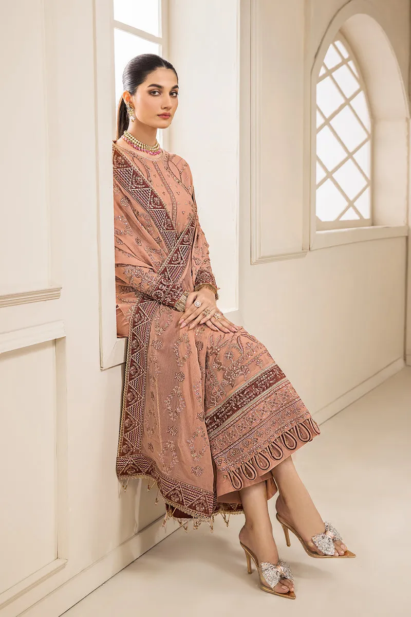 Classic Embroidered Peach Pakistani Salwar Kameez Dupatta Salwar Suit
