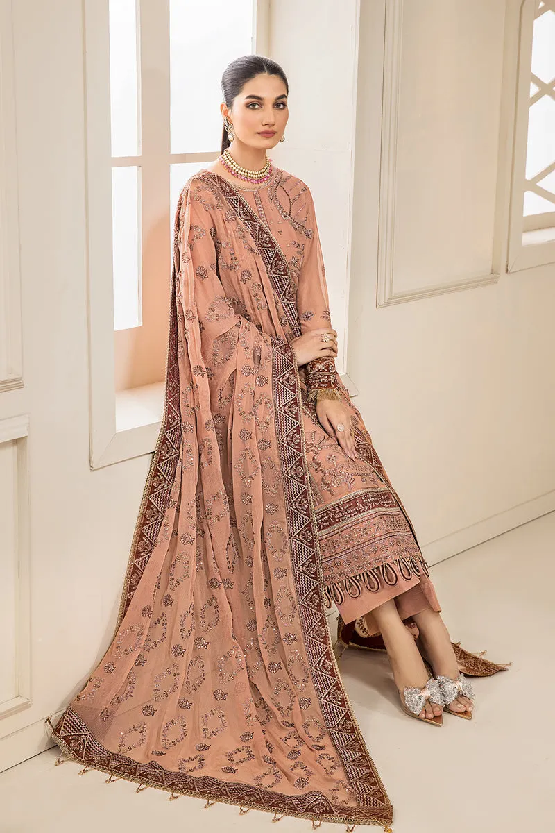 Classic Embroidered Peach Pakistani Salwar Kameez Dupatta Salwar Suit